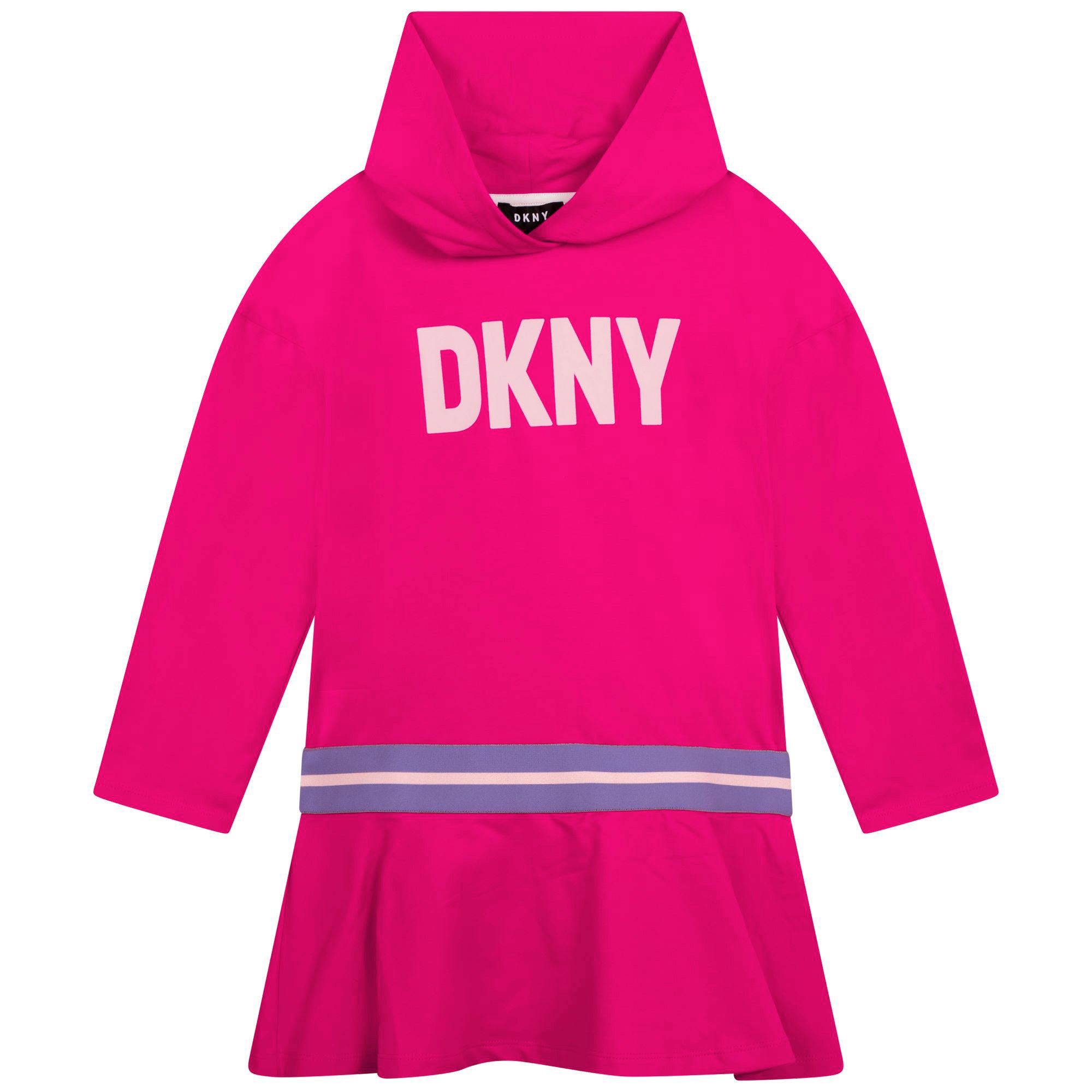 DKNY Girls Pink Hooded Logo Dress