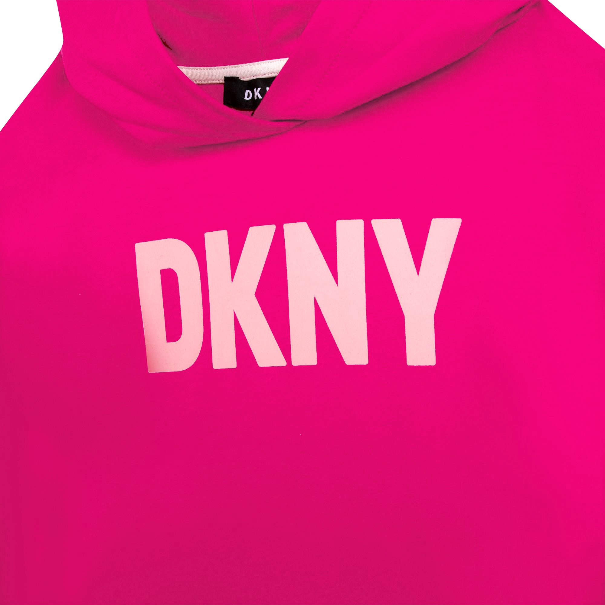 DKNY Girls Pink Hooded Logo Dress