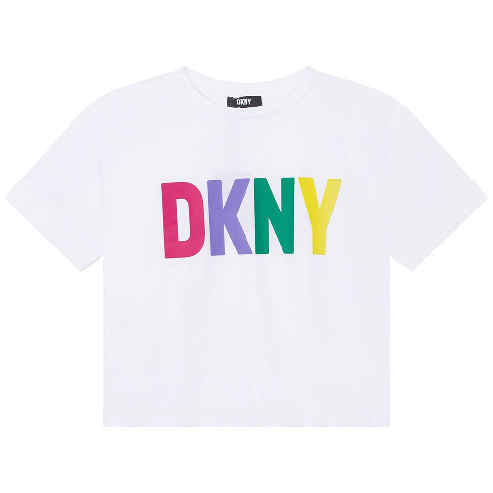 Dkny Girls Multicoloured Logo T-shirt White