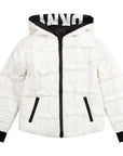 DKNY Kids' Reversible Hooded Puffer Jacket, White/Black