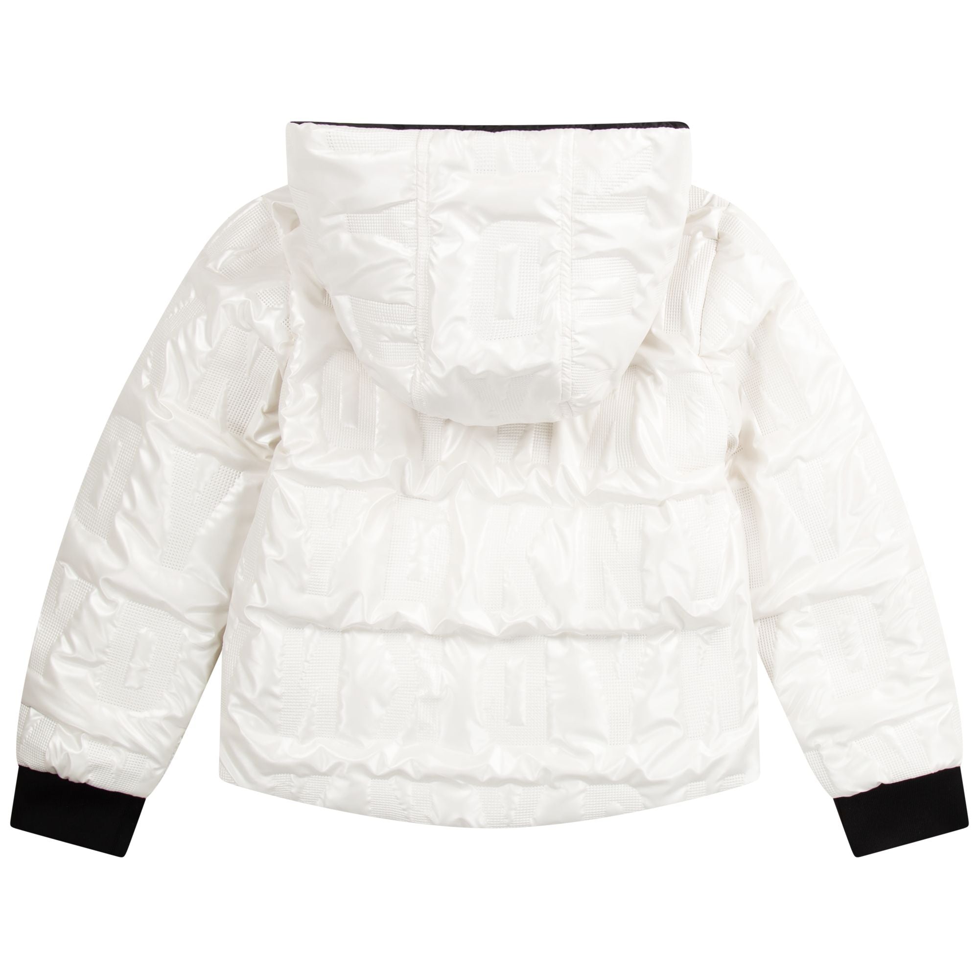 DKNY Kids&#39; Reversible Hooded Puffer Jacket, White/Black