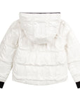 DKNY Kids' Reversible Hooded Puffer Jacket, White/Black