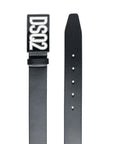 Dsquared2 Boys Logo Plaque Leather Belt Black