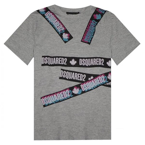 Dsquared2 Boys Tape Logo T-Shirt Grey