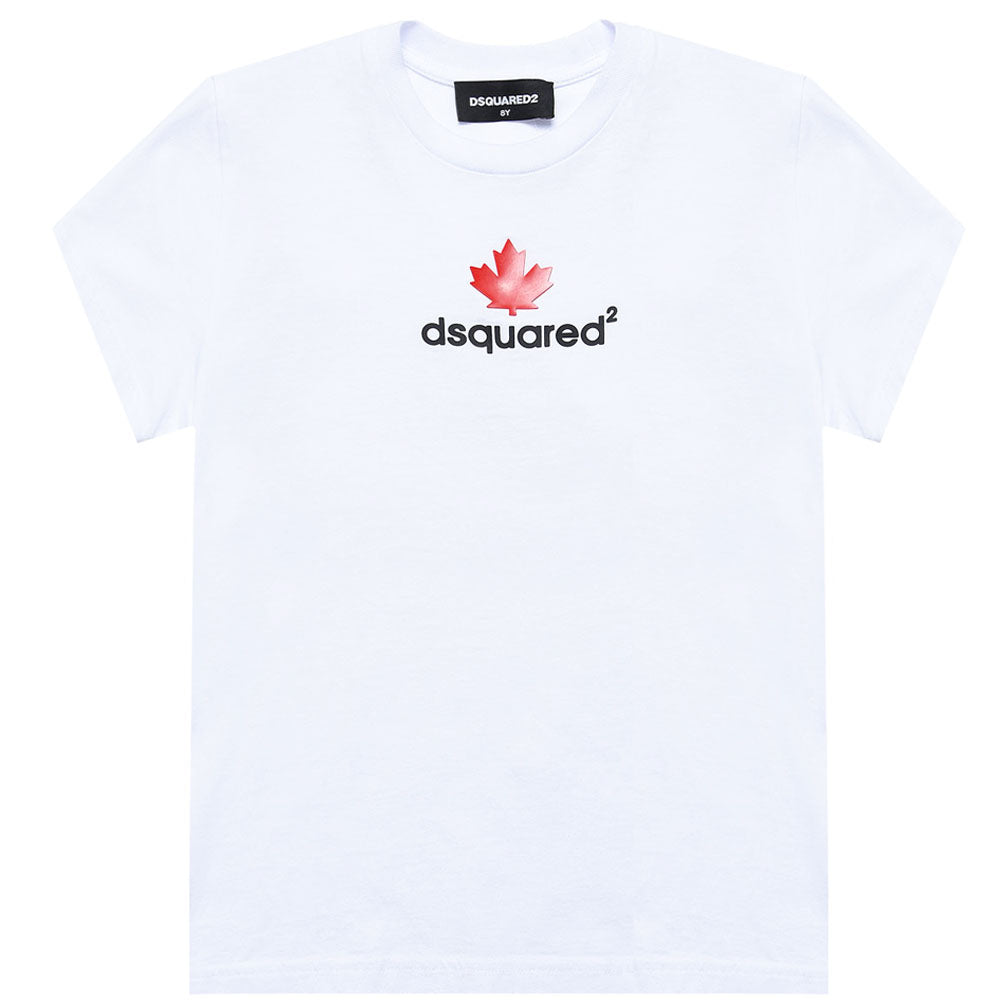 Dsquared2 Boys Logo Print Cotton T-Shirt White