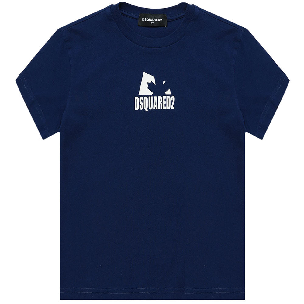 Dsquared2 Boys Logo Print Cotton T-Shirt Navy