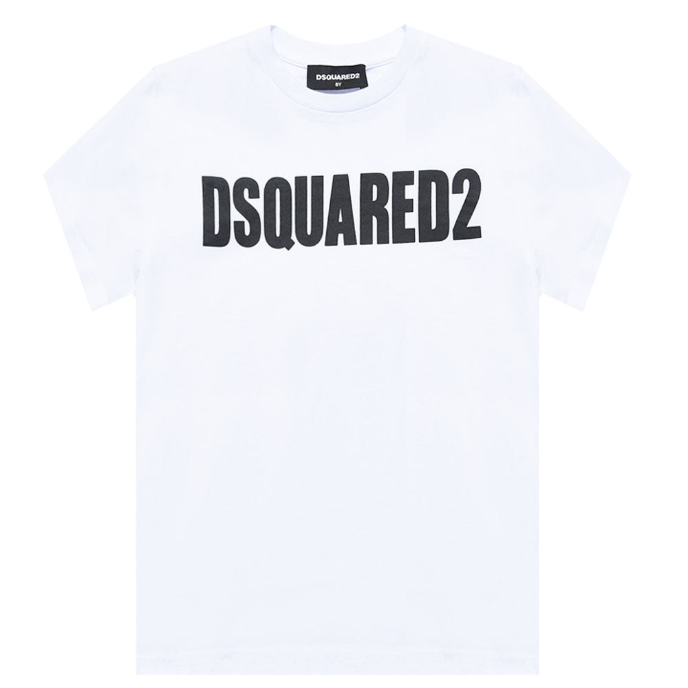 Dsquared2 Boys Logo Print Cotton T-Shirt White