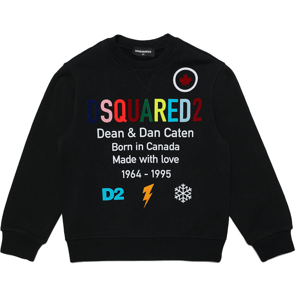 Dsquared2 Boys Logo Print Cotton Sweatshirt Black