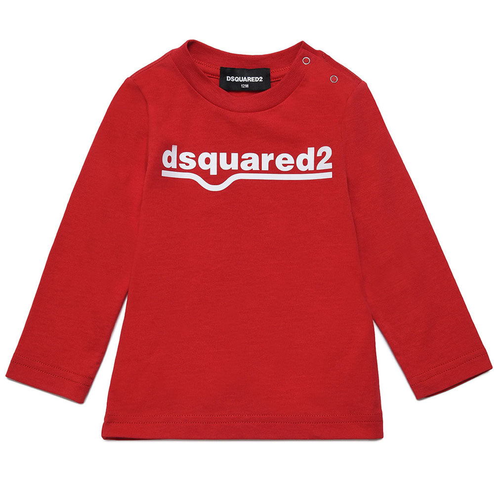 Dsquared2 Baby Boys Logo Print Long Sleeve T-Shirt Red