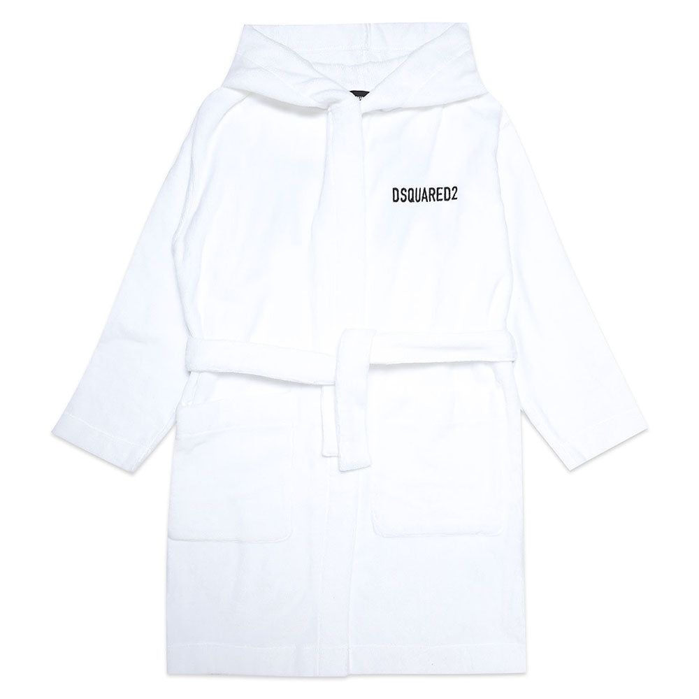 Dsquared2 Boys Icon Logo Bathrobe White