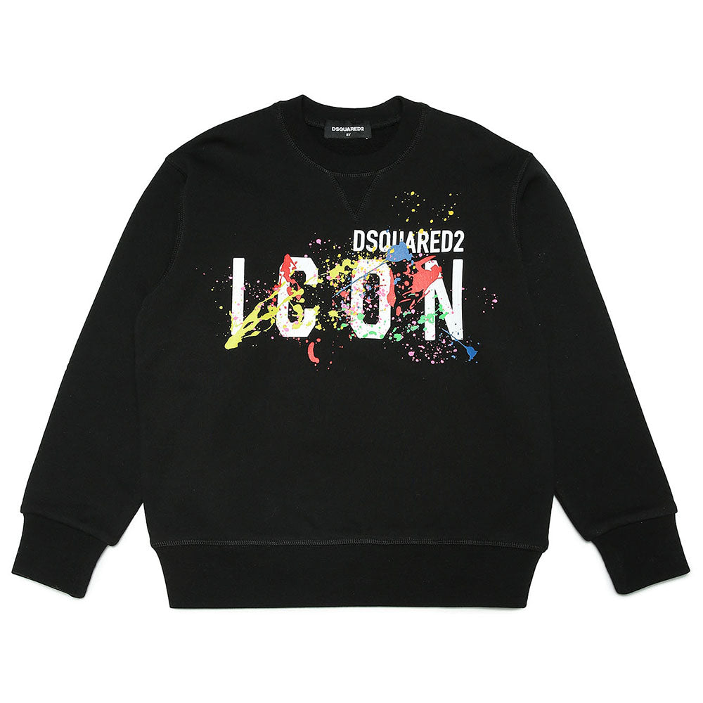 Dsquared2 Boys Paint Splatter Logo Sweater Black