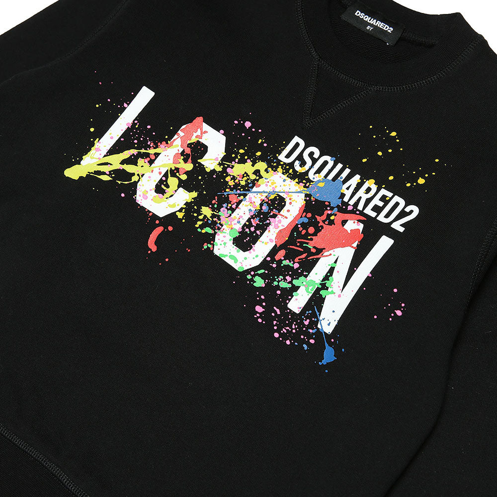 Dsquared2 Boys Paint Splatter Logo Sweater Black