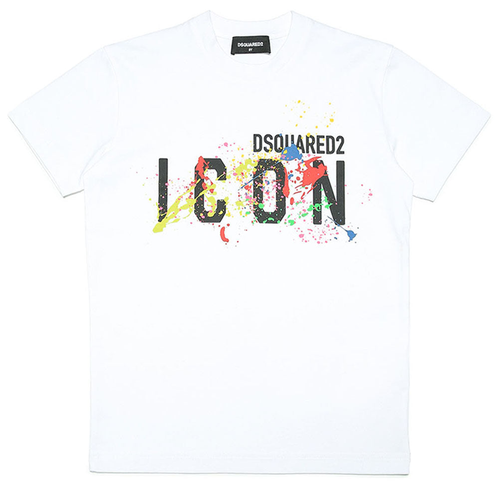 Dsquared2 Boys Paint Splatter Logo T-shirt White