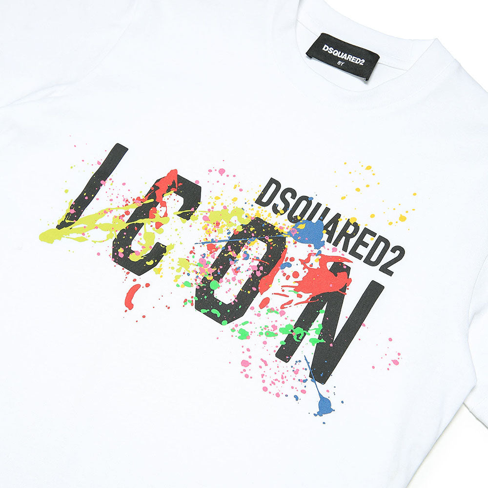 Dsquared2 Boys Paint Splatter Logo T-shirt White