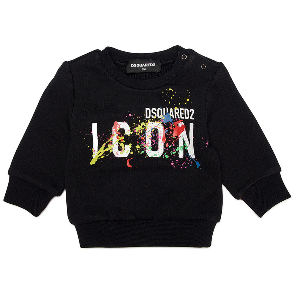 Dsquared2 Baby Boys Icon Paint Splatter Sweater Black