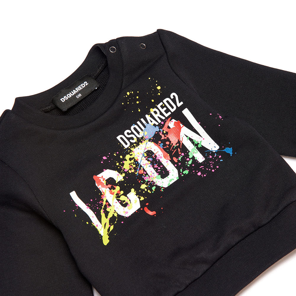 Dsquared2 Baby Boys Icon Paint Splatter Sweater Black