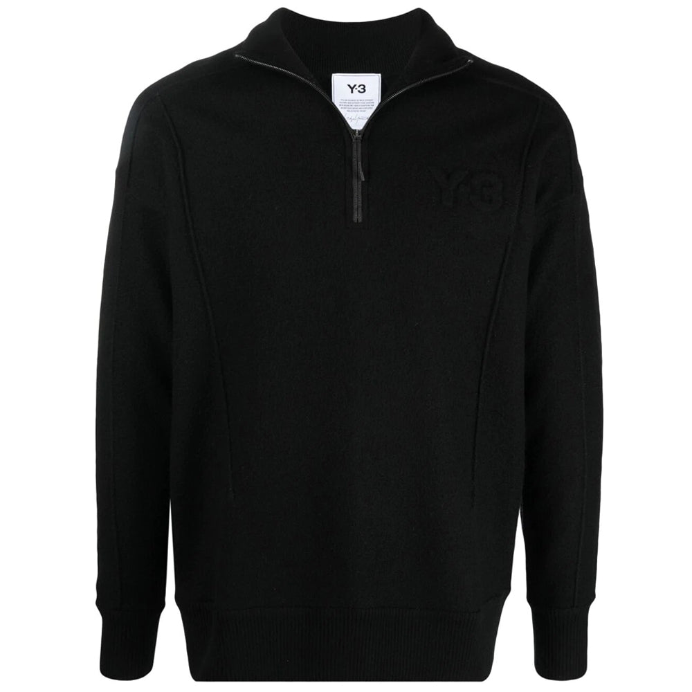 Y-3 Mens Half Zip Top Black
