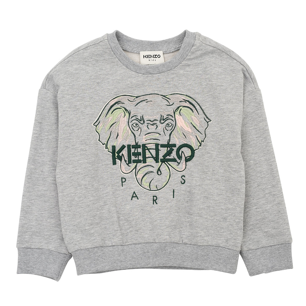 Kenzo Girls Elephant Print Sweater And Dress Grey