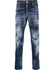 Dsquared2 Men's Distressed Paint Splatter Jeans Navy
