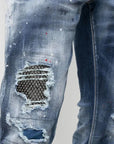 Dsquared2 Men's Distressed Paint Splatter Jeans Navy