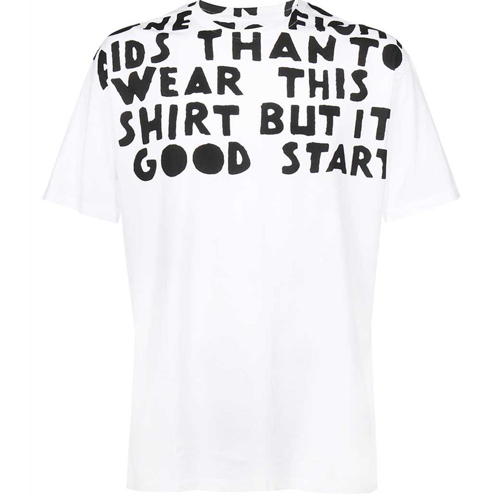 Maison Margiela Mens Slogan Print Round-Neck T-shirt White