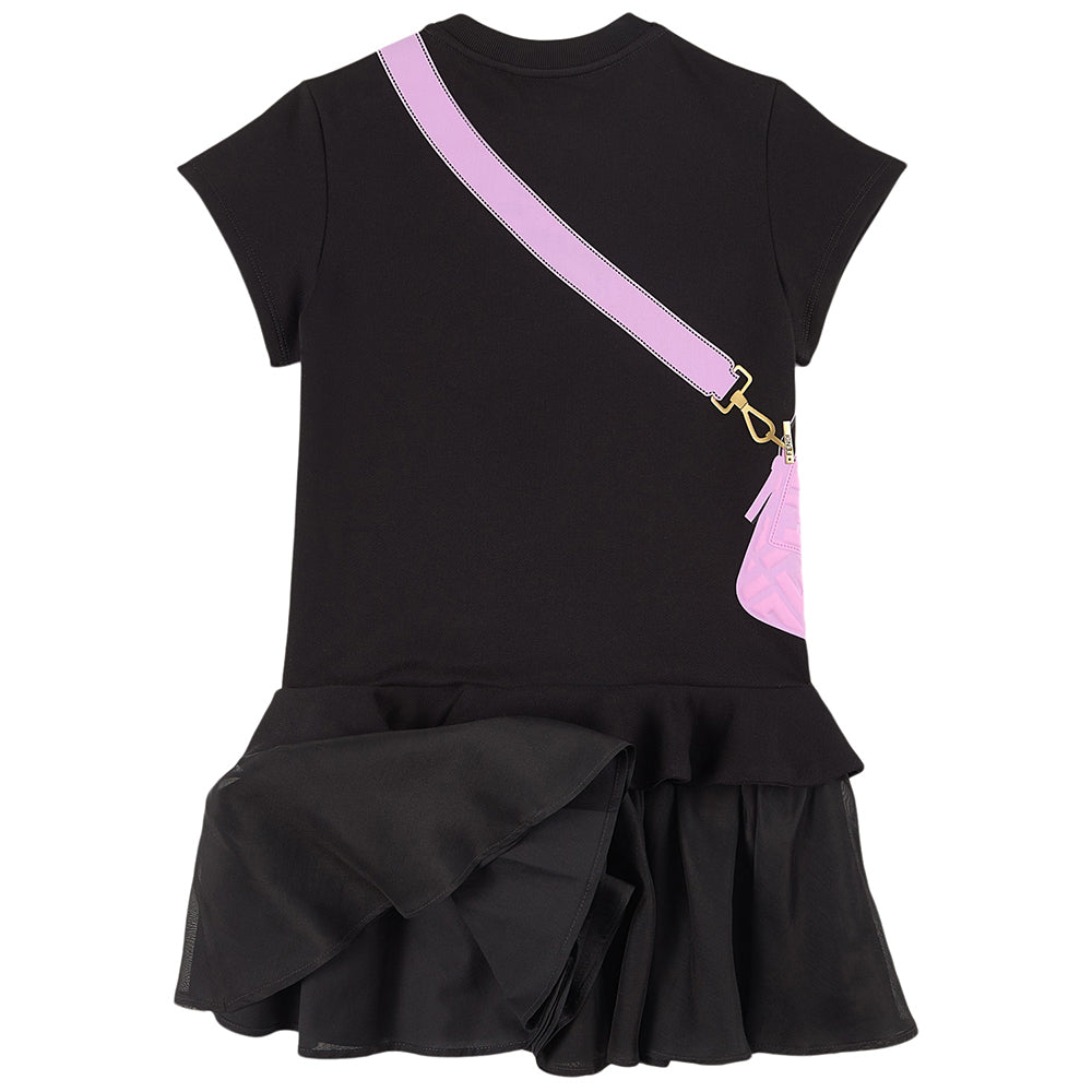 Fendi Girls Trompe L´oeil Baguette Bag Dress Black