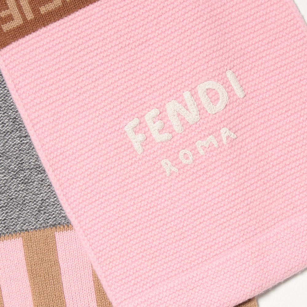 Fendi Girls Knitted Logo Scarf Pink