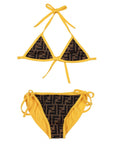 Fendi Girls 2 Piece FF Bikini Set Yellow/Brown
