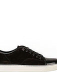 Lanvin Men's Suede And Patent Low Top Sneakers Black