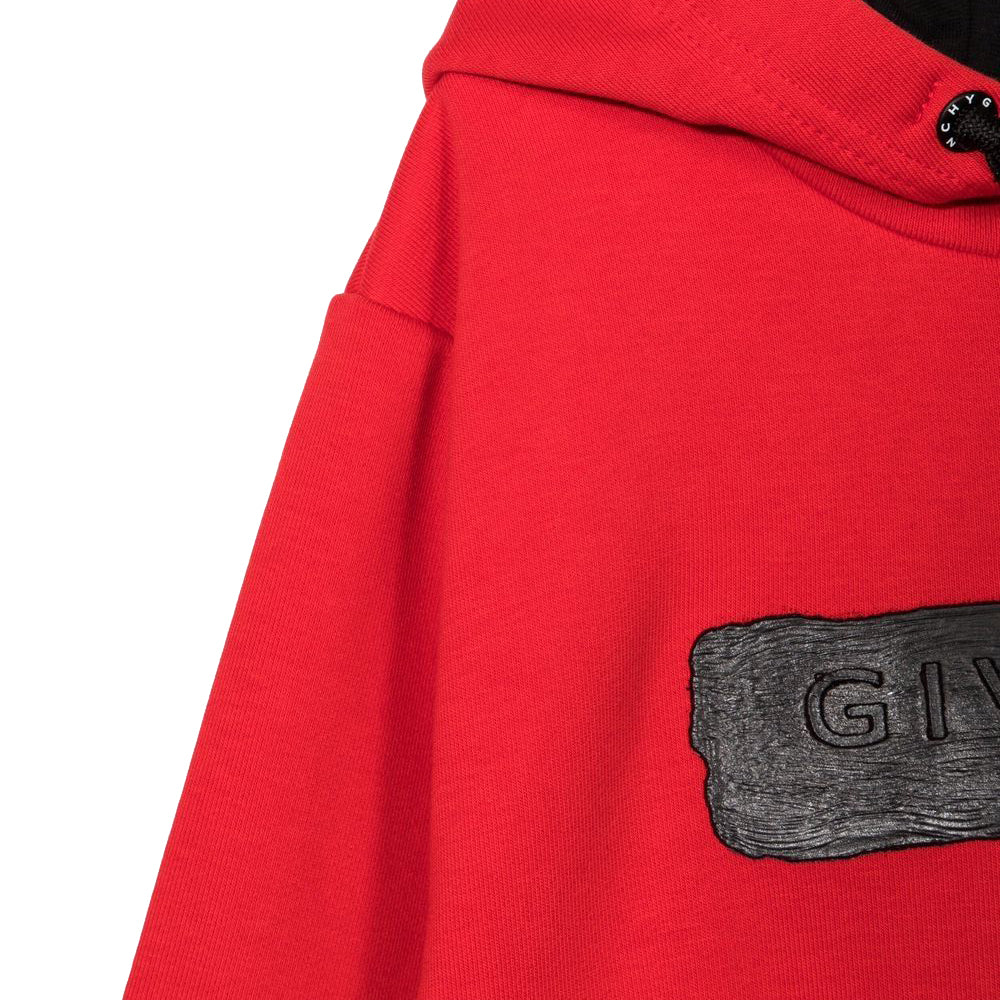 Givenchy Boys Logo Embossed Hoodie Red