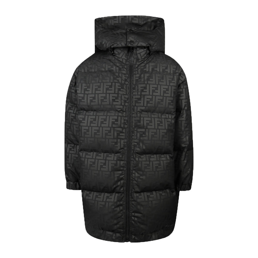Fendi Kids Unisex FF Print Padded Jacket Black