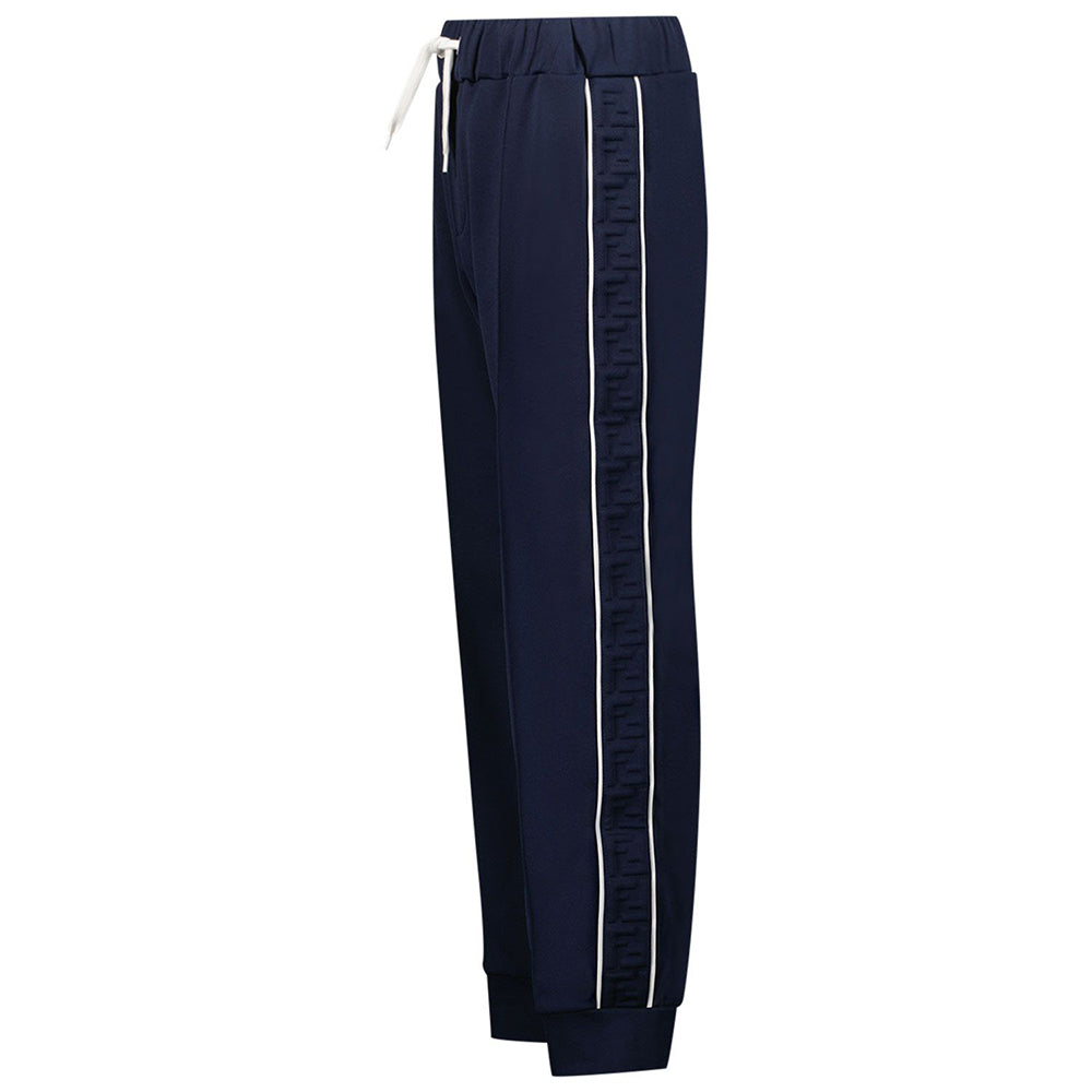 Fendi Boys Embossed Logo Joggers Navy