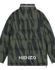 Kenzo Mens Pleat Camo Puffer Jacket Green