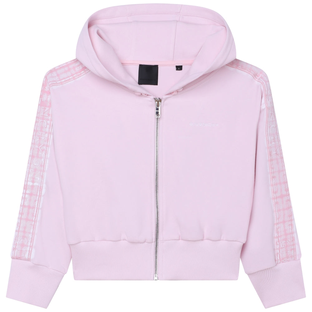 Givenchy Girls Tape Logo Zip Hoodie Pink