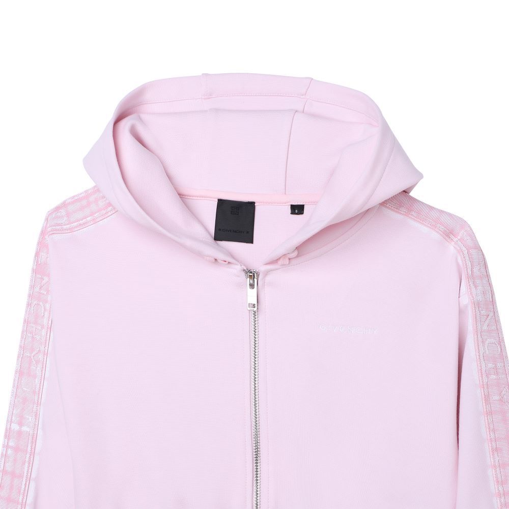 Givenchy Girls Tape Logo Zip Hoodie Pink