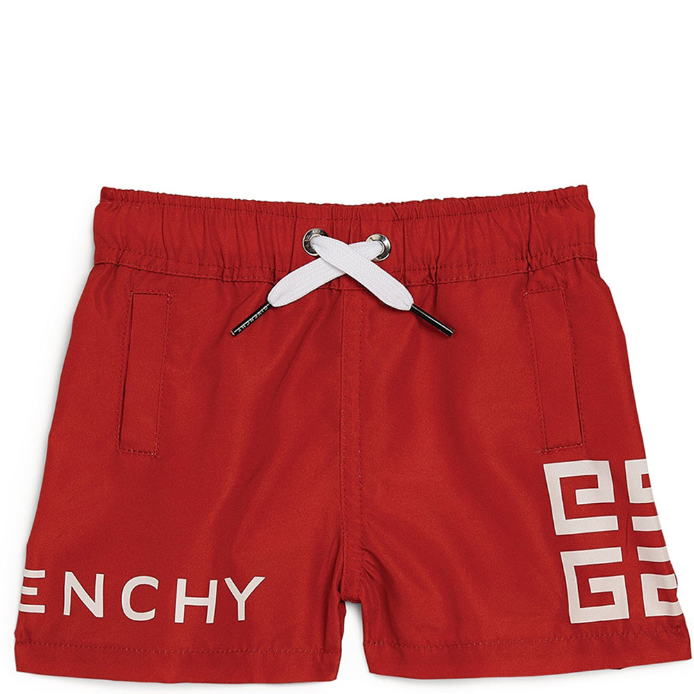 Givenchy Boys Logo Swim Shorts Red