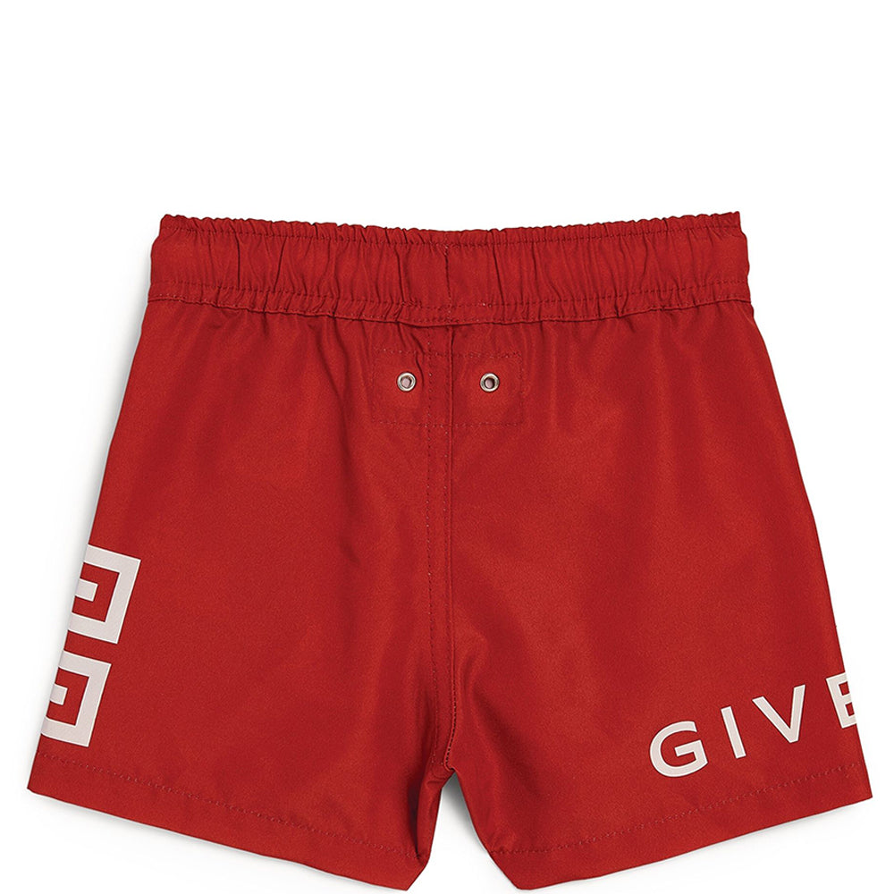 Givenchy Boys Logo Swim Shorts Red