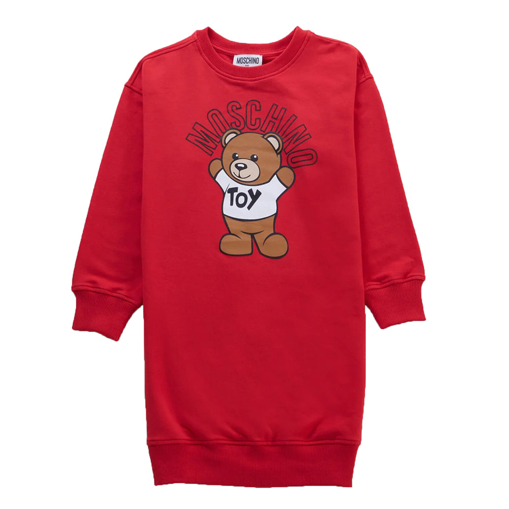 Moschino Girls Teddy Bear Dress Red