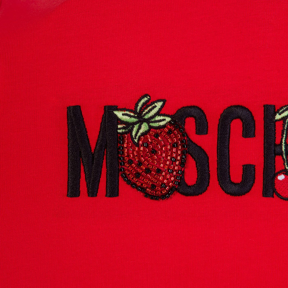 Moschino Girls Strawberry Logo Dress Red