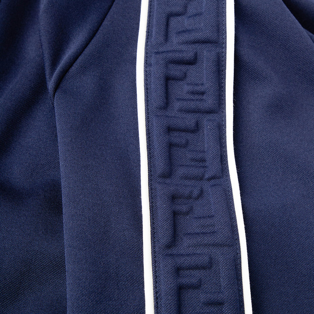Fendi Boys Embossed Logo Zip Top Navy