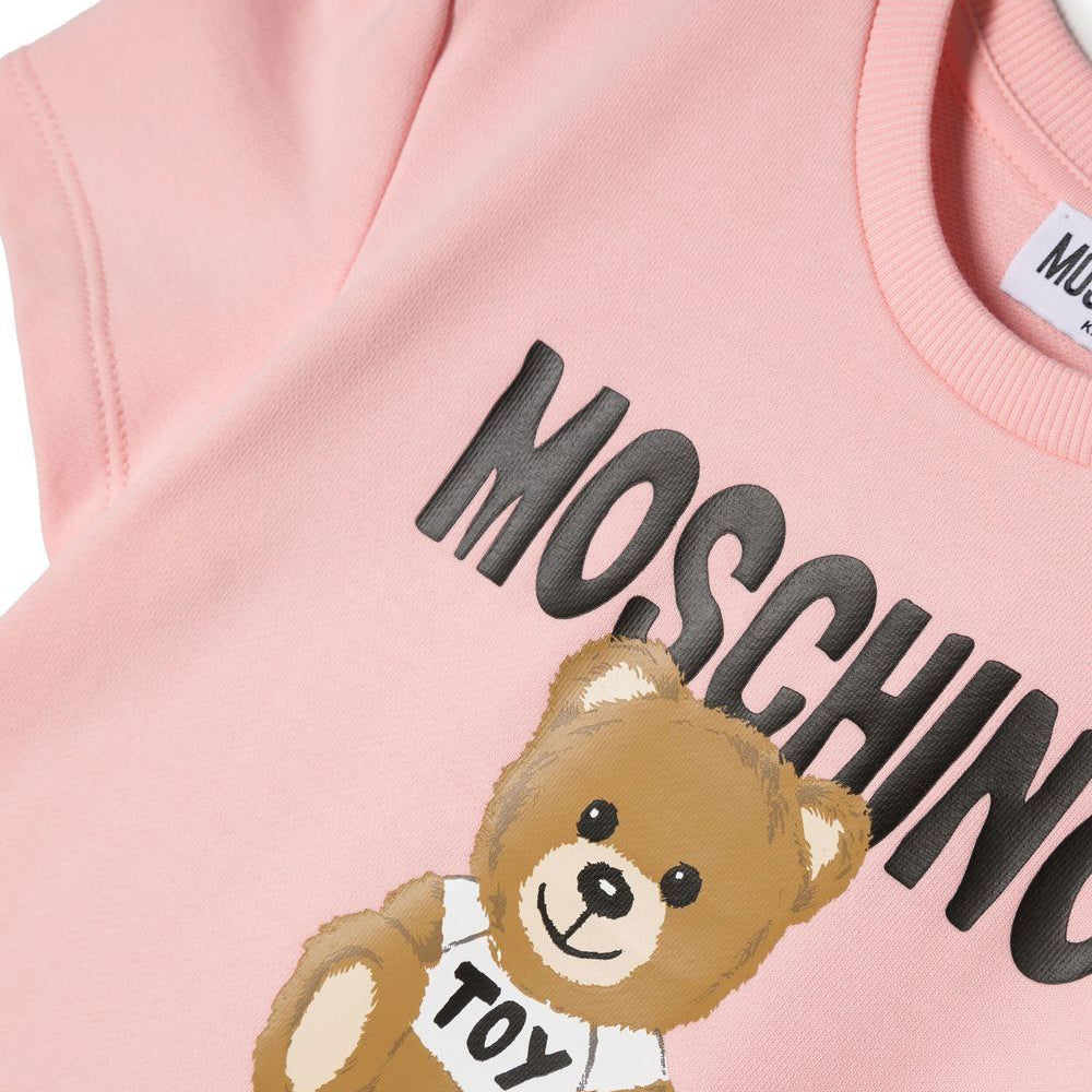 Moschino Girls Teddy Bear Dress Pink