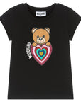 Moschino Girls Glitter Heart T-shirt Black