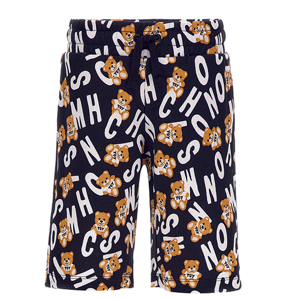 Moschino Boys All-Over Logo Print Shorts Black