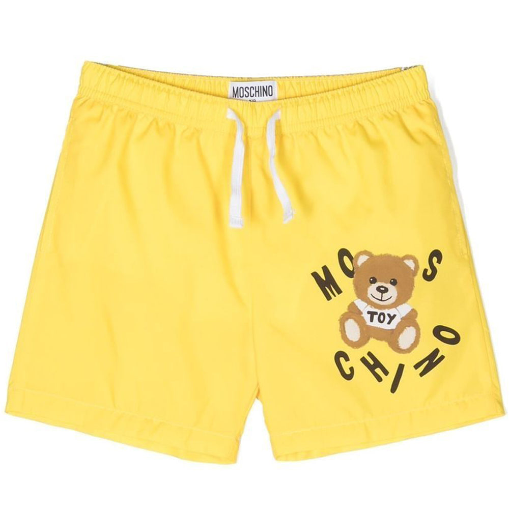 Moschino Boys Teddy Bear Print Swim Shorts Yellow