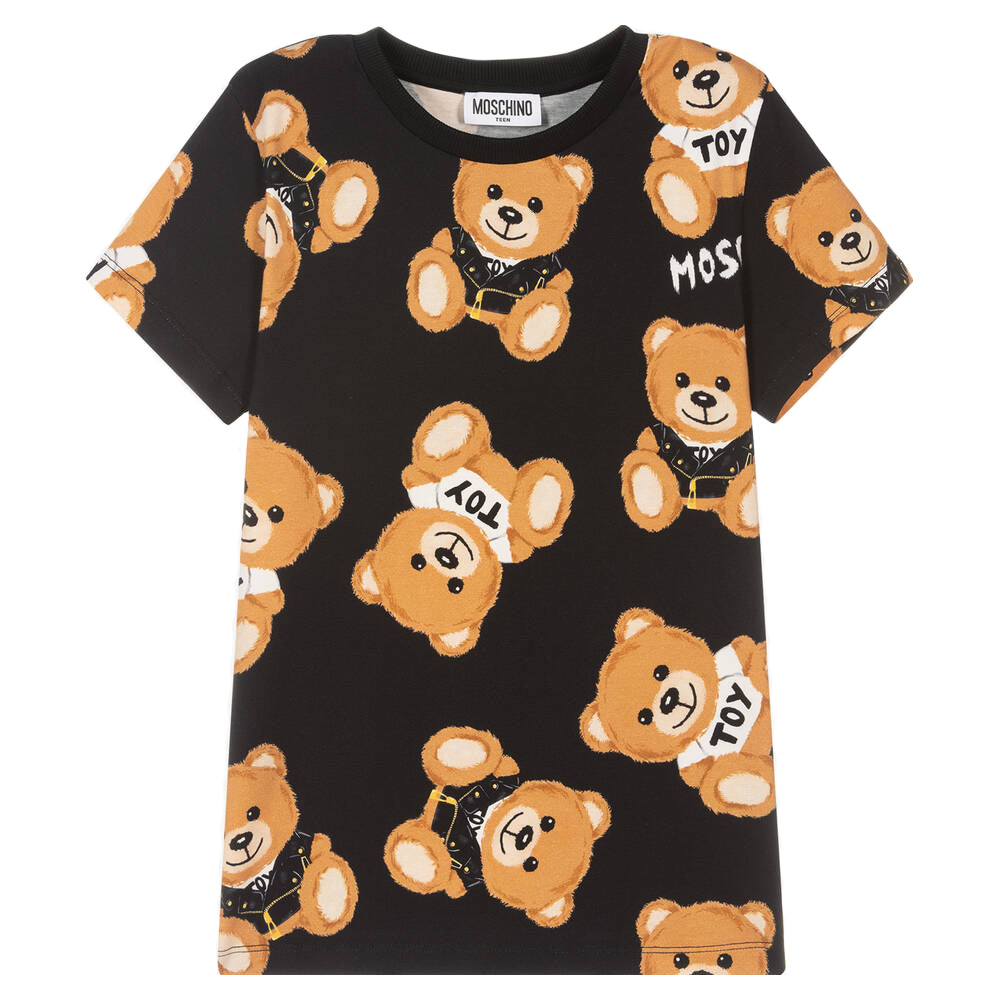 Moschino Girls All Over Teddy Bear T-shirt Black