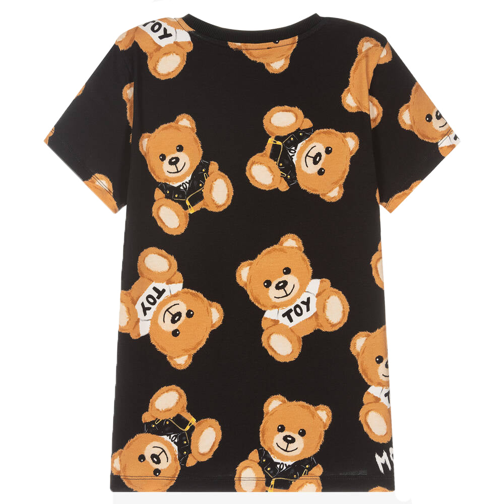 Moschino Girls All Over Teddy Bear T-shirt Black