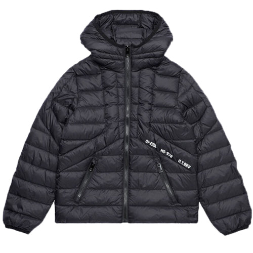 Diesel Boys Hooded Puffer Jacket Black