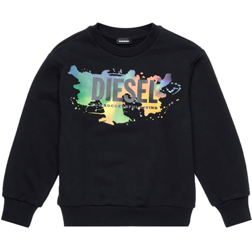 Diesel Boys Multicoloured Logo Sweatshirt Black