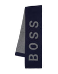 Hugo Boss Boys Blue & Grey Cotton Logo Scarf