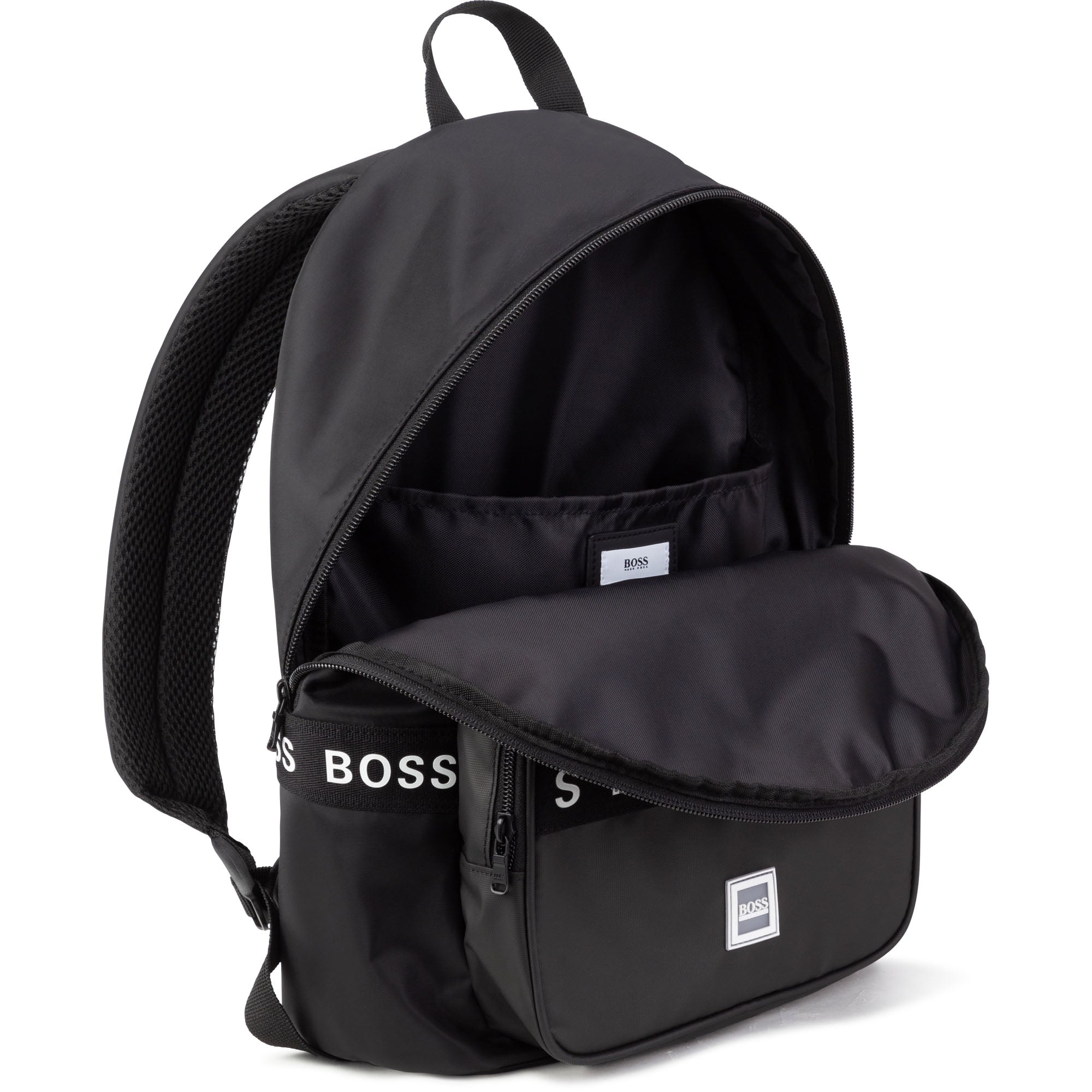 Hugo Boss Boys Black Logo Backpack (38cm)